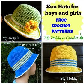 My Hobby Is Crochet: Crochet Cotton Sun Hat for Children "Ocean and sun"- Free pattern Crochet Sun Hats, Crochet Summer Hat, Hats For Boys, Crochet Sun, Crochet Summer Hats, Raffia Crochet, Crochet Sun Hat, Hobbies For Kids, Auction Ideas