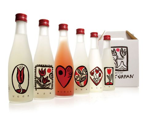 people in Japan have been working to reconstruct their home towns. Six sake producers from Tohoku are marketing a new series of sparkling sake under the name Rice Magic, hoping to stimulate the economy of their region. Kombucha Brands, Wine Bottle Label Design, Japanese Packaging, Bottle Design Packaging, Alcohol Packaging, Sake Bottle, Wine Label Design, Cool Packaging, Wine Design