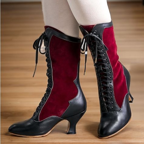 Edwardian Boots, American Duchess, Heeled Lace Up Boots, Lace Up Boots Women, Dr Shoes, Spool Heel, Victorian Lace, Beautiful Boots, Vintage Boots