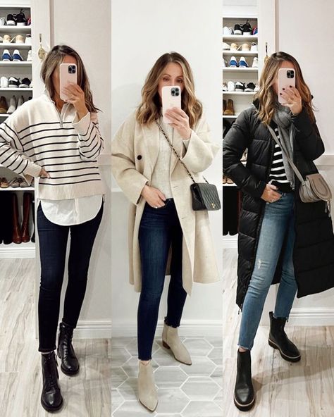 Winter Day Casual Outfit, Ny Work Outfits, Cold Weather Casual Work Outfit, Casual Outfits Cool Weather, Work Outfits For Cold Weather, Extremely Cold Weather Outfits, Classic Cold Weather Outfits, Snow Office Outfits Women, Daily Outfit Ideas Casual Winter