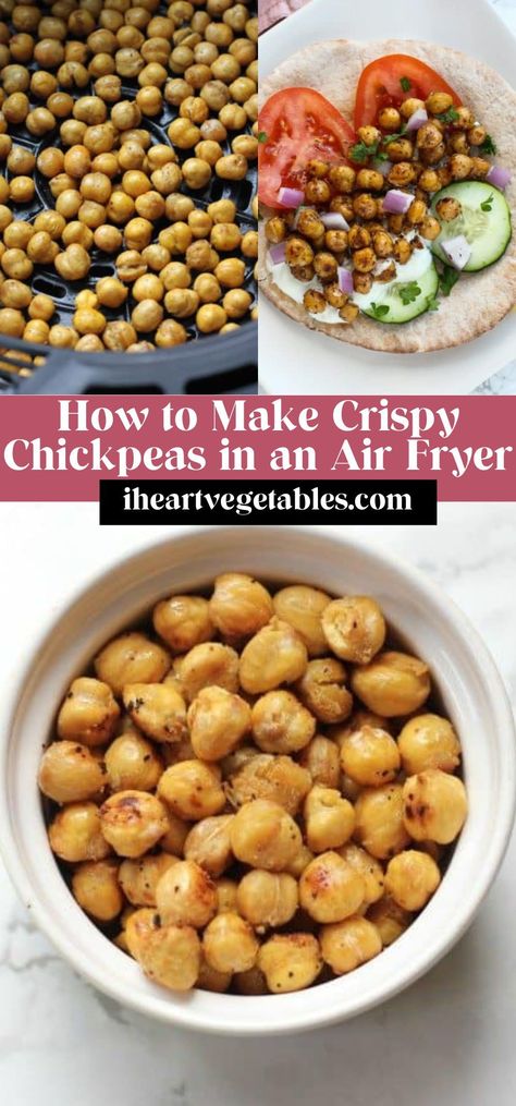 I love to make chickpeas in my air fryer because they’re crispy and delicious with minimal oil! If you’ve been wondering how to make perfect chickpeas in the air fryer, I’ll show you the process step by step! Toasted Chickpeas Recipes Air Fryer, Chick Peas Roasted In Air Fryer, Chickpea Airfryer Recipes, Chickpeas Air Fryer, Fried Chickpeas Recipe, Air Fried Chickpeas, Crispy Air Fryer Chickpeas, Air Fryer Chickpeas, Toasted Chickpeas