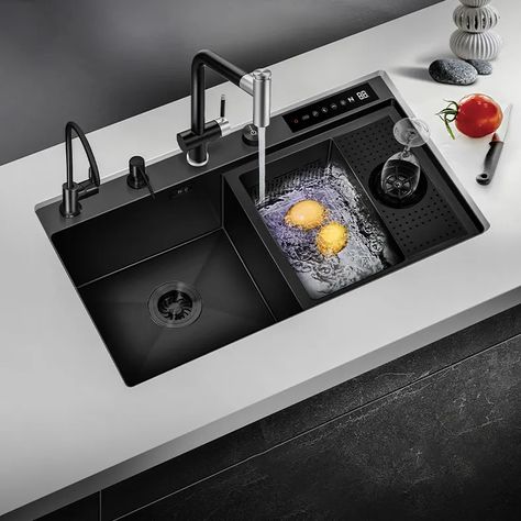 Invisible Sink High Pressure Black Nano 304 Stainless Steel Multifunctional Ultrasonic Sink Dishwasher - Buy Black Nano Undermount Kitchen Sink,Kitchen Sink Stainless Steel,Kitchen Sink Black Product on Alibaba.com Kitchen Sink Black, Sink Dishwasher, Kitchen Sink Stainless Steel, Black Sink, Undermount Sinks, Sink Kitchen, Steel Kitchen Sink, Smart Kitchen, Undermount Kitchen Sinks