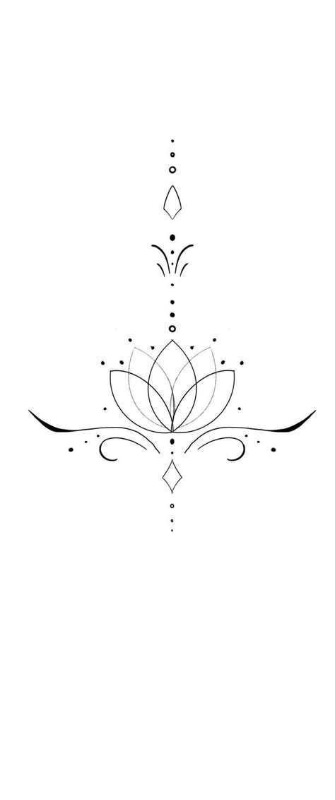 Womans Sternum Tattoos, Sternum Lotus Tattoo Women, Linear Floral Tattoo, Elegant Chest Tattoo Female, Underboob Lotus Tattoo, Lotus Sternum Tattoo Women, Tattoo Women Sternum, Lotus Tattoo Sternum, Lotus Chest Tattoo For Women