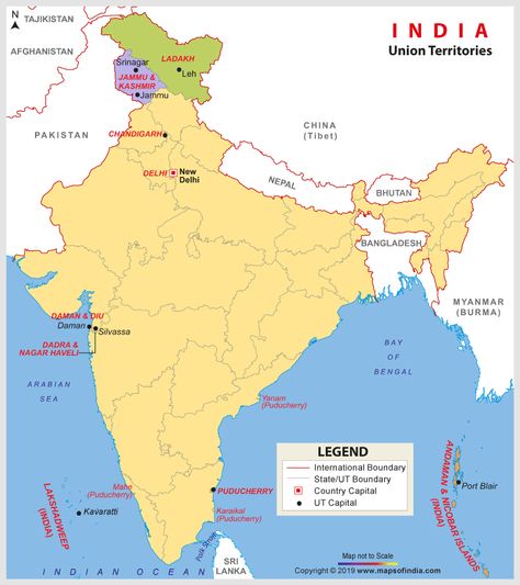 Find list and detail information about Union Territories of India. Map showing Union Territories and capitals with state and international boundaries. Union Territories Of India List, Indian Geography, India World Map, Union Territory Of India, Word Puzzles For Kids, Union Territories, Travel India Beautiful Places, Asia Continent, Holiday Homework