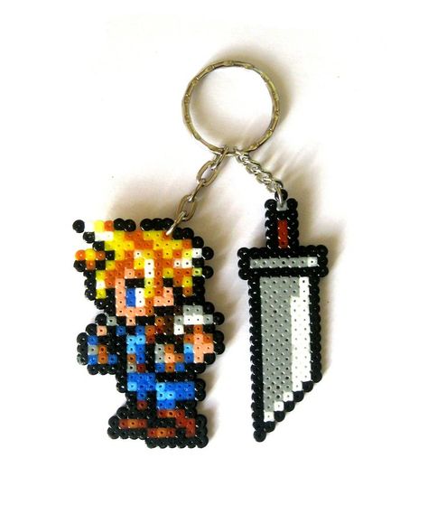 Perler cloud strife Ff7 Perler Beads, Cloud Strife Perler Beads, Cloud Strife Pixel Art, Minecraft Beads, Perler Beads Ideas, Modele Pixel Art, Pixel Beads, Fuse Bead Patterns, 8bit Art