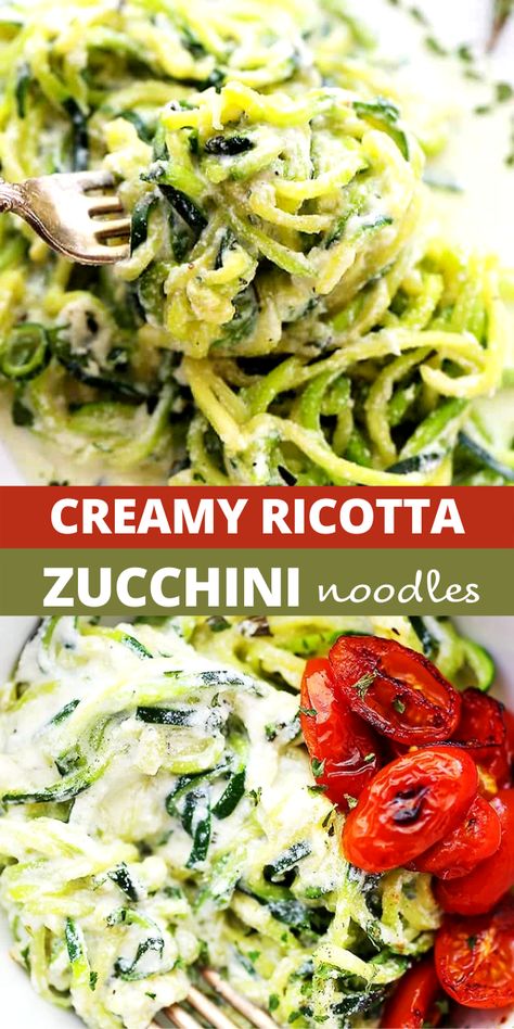 Ricotta Cheese Sauce, Zucchini Ricotta, Zucchini Noodle Recipes, Summer Flavors, Fresh Zucchini, Zucchini Ribbons, Zoodle Recipes, Spiralizer Recipes, Zucchini Noodles