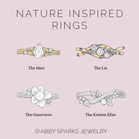 Engagement Rings Inspired By Nature, Wedding Ring Nature Inspired, Engagement Rings Floral Leaves, Engagement Ring Nature Inspired, Nature Engagement Ring Leaves, Floral Engagement Ring Silver, Pretty Engagement Ring, Nature Inspired Rings Engagement, Nature Inspired Engagement Rings Silver