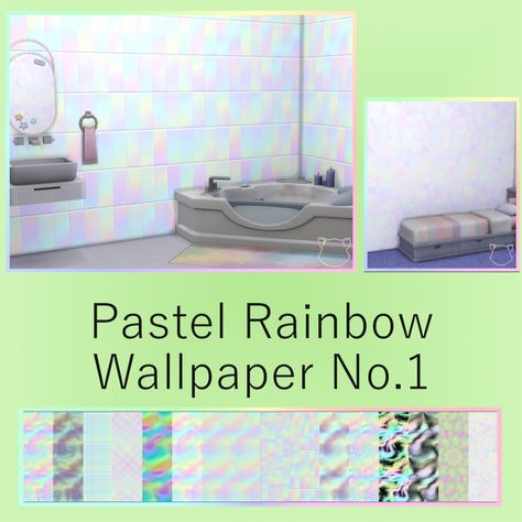 Wallpaper Sims 4 Cc, Pastel Rainbow Wallpaper, Rainbow Wallpapers, Iphone Lockscreen, Rainbow Wallpaper, Bathroom Wallpaper, Mens Accessories Jewelry, Sims 4 Cc, Wallpaper Downloads