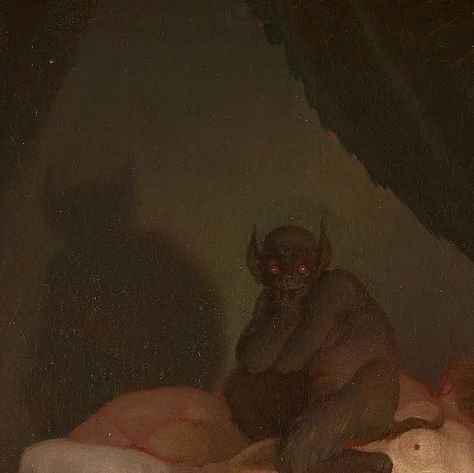 Dark & Gloomy on Instagram: "Nightmare, circa 1800. Painted by Nicolai Abraham Abildgaard. #darkgloomyart #dark #gloomy #painting #art #artwork #paranormal #demons #ghosts #moonlight #moonlit #night #stars #artist #oldpainting #classicpaintings #classicart #landscape #portrait #nocturnal #fineart #artprints #fineartprints #rembrandt #grimshaw #nightpainting #antique #hell #goth #gothic" Dark Classical Art, Gloomy Painting, Demon Painting, Scary Paintings, Art Assessment, Ghost Painting, Monochrome Painting, Inktober 2024, Dark Paintings