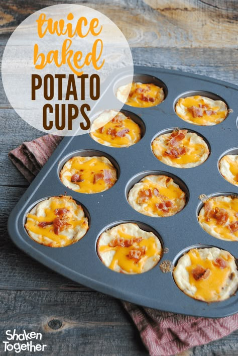 Baked Potato Cups, Cheese Tray Ideas, Mashed Potatoes Recipes, Potato Cups, Mashed Potato Bites, Muffin Tin Meals, Twice Baked Potato, Potato Muffins, Tin Recipes