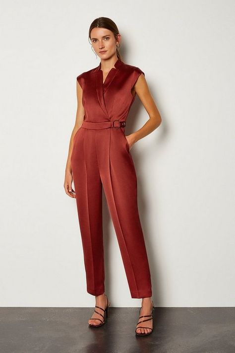 Jean Milburn, Work Attire Women, Summer Formal, Formal Jumpsuit, Wrap Jumpsuit, Ladies Clothes Fashion, Work Dresses For Women, Ladies Clothes, Satin Blouses