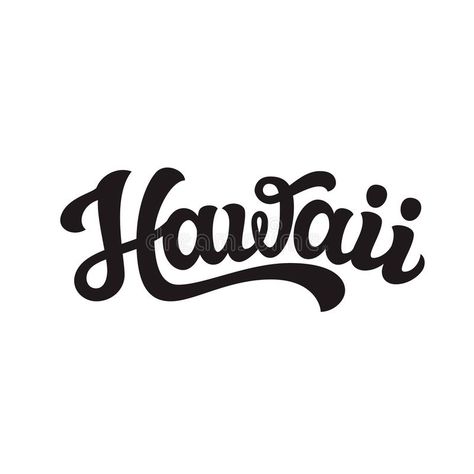 Hawaii. Hand drawn lettering text vector illustration Hawaii Logo Design, Hawaii Graphic Design, Hawaii Doodles, Hawaii Lettering, Hawaiian Font, Hawaii Typography, Hawaii Drawing, Hawaii Sign, Hawaii Illustration