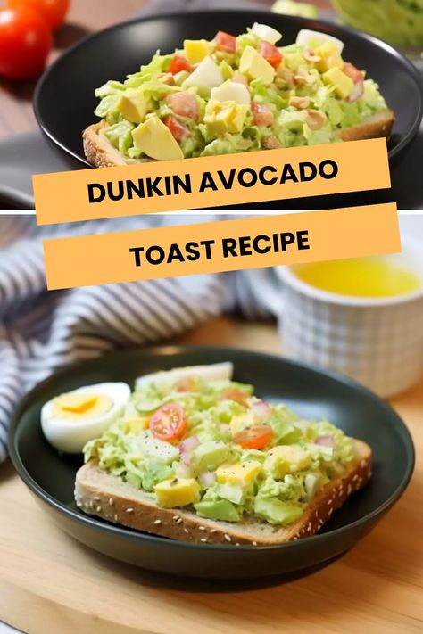 Dunkin Avocado Toast Recipe Dunkin Donuts Recipe, Easy Breakfast Options, Avocado Spread, Avocado Toast Recipe, Vegan Mayonnaise, Toasted Bread, Breakfast Choices, Mashed Avocado, Nutritious Breakfast