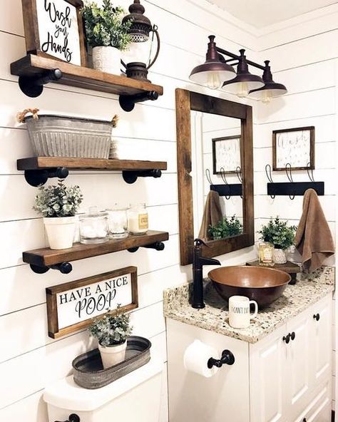 Modern Desert, Bathroom Farmhouse Style, Restroom Decor, Rustic Bathroom Decor, Farmhouse Bathroom Decor, Diy Farmhouse Decor, Small Bathroom Decor, House Bathroom, Farmhouse Bathroom