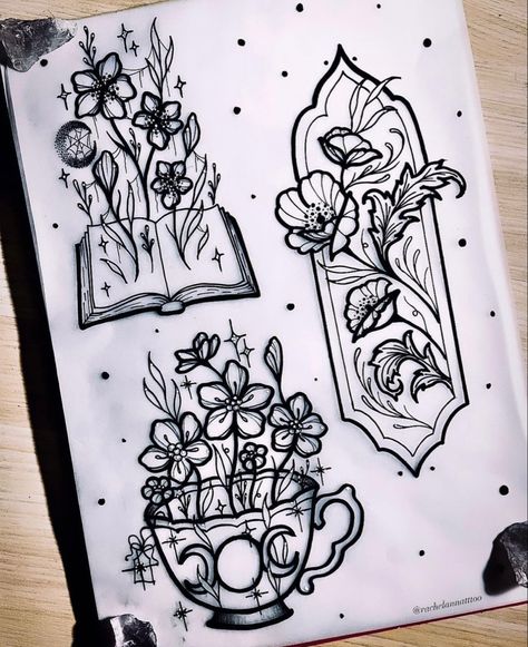 Witch Flash Tattoo, Dark Sleeve Tattoos For Women, Simple Witch Tattoo, Neotraditional Tattoo Flash Art, Witch Tattoo, Flash Tattoo Designs, Spooky Tattoos, Tattoo Portfolio, Spring Florals