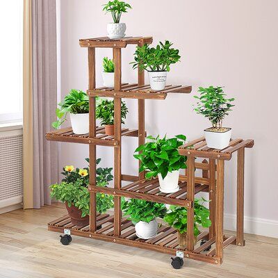 Wooden Plant Stands Indoor, Wooden Plant Stand, Contemporary Shelving, Garden Plant Stand, Tall Plant Stands, Balcony Flowers, Wooden Patios, Wooden Plant Stands, Support Plante