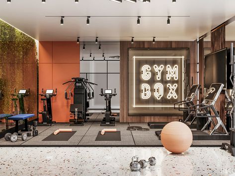 Gym Decor Ideas, Gym Decorating Ideas, Gym At Home Ideas, Mini Gym At Home, Living Room Gym, Mini Gym At Home Ideas, Fitness Center Design, Boutique Gym, Gym Design Interior