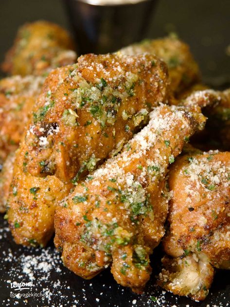 Crispy Garlic Parmesan Wings | Article posted by SavageKitchen | Lemon8 Garlic Parm Wings, Parmesan Wings, Garlic Parmesan Wings, Parmesan Chicken Wings, Garlic Parmesan Chicken Wings, Chicken Wing Sauces, Crispy Garlic, Garlic Parmesan Chicken, Turkey Dishes