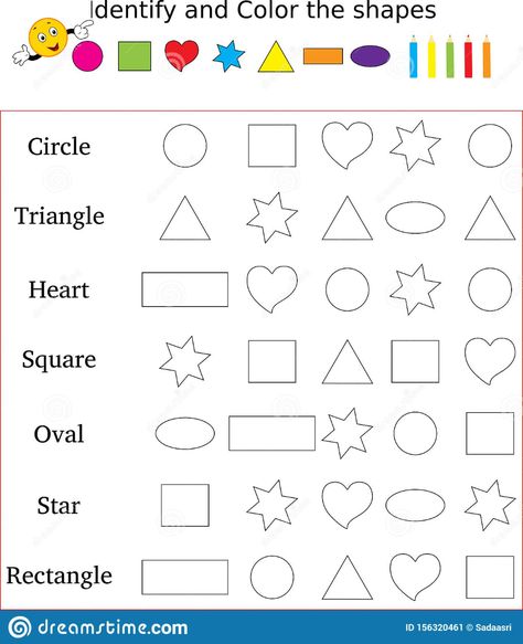 Worksheet On Shapes, Shapes For Preschool, Kindergarten Shapes, Shape Worksheet, Pattern Worksheets For Kindergarten, Color Worksheets For Preschool, Shape Worksheets For Preschool, Worksheet Kindergarten, Shapes Worksheet Kindergarten