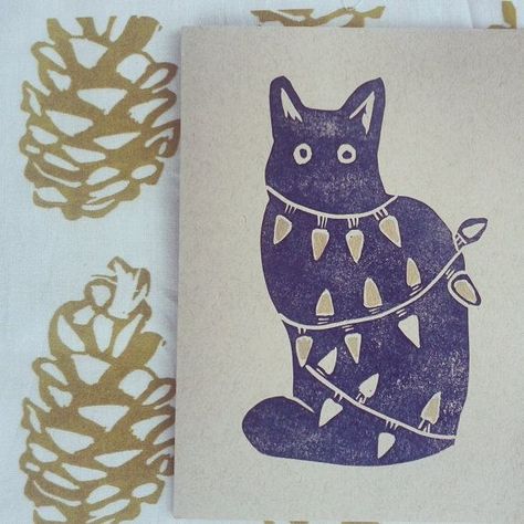 Linoleum Printmaking, Diy Stamps, Christmas Blocks, Print Christmas Card, Linoleum Print, Linocut Printmaking, Lino Art, Christmas Card Art, Linocut Art