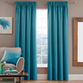 Turquoise Curtains Living Room, Small Great Room, Turquoise Curtains, Curtains Dunelm, Pencil Pleat Curtains, Teal Decor, Pleat Curtains, Turquoise Decor, Yellow Curtains