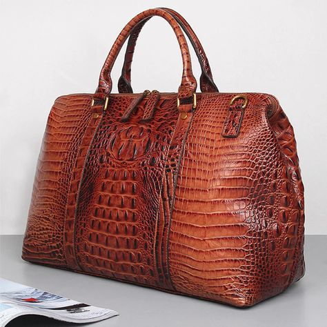 Smarter Shopping, Better Living! Aliexpress.com Stylish Travel Bag, Alligator Pattern, Cowhide Handbags, Leather Weekender Bag, Leather Weekender, Leather Duffle Bag, Sac Week End, Leather Travel Bag, Doctor Bag