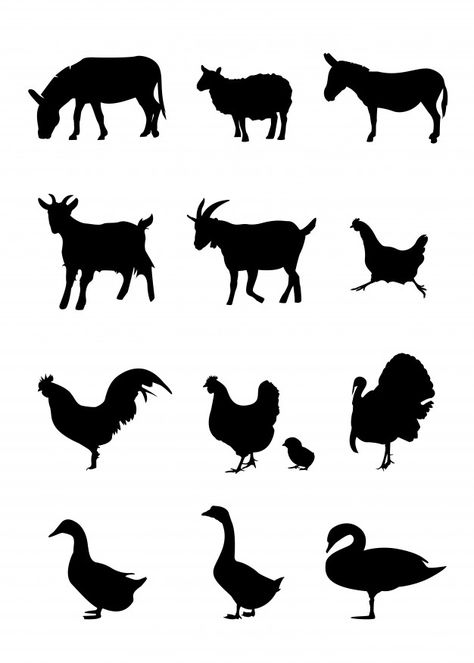 Farm Animal Silhouette, Lazer Engraver, Animals Silhouette, Horse And Dog, Animals Horse, Vector Nature, Barn Animals, Animal Illustration Art, Silhouette Tattoos