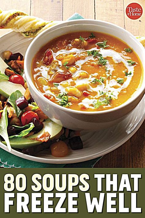 Freezable Soups, Freezer Soups, Freezing Soup, Freezer Meal Prep, Best Soup Recipes, Crock Pot Soup, Slow Cooker Soup, Soup And Sandwich, Easy Soups