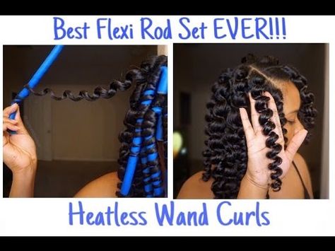 Natural Hair Flexi Rod Set l Heatless Wand Curls [Video]  Read the article here - http://blackhairinformation.com/video-gallery/natural-hair-flexi-rod-set-l-heatless-wand-curls-video/ Curls Video, Natural Hair Flexi Rods, Flexi Rod Set, Cabello Afro Natural, Set Video, Black Curls, Flexi Rods, Curl Hair, Natural Hair Updo