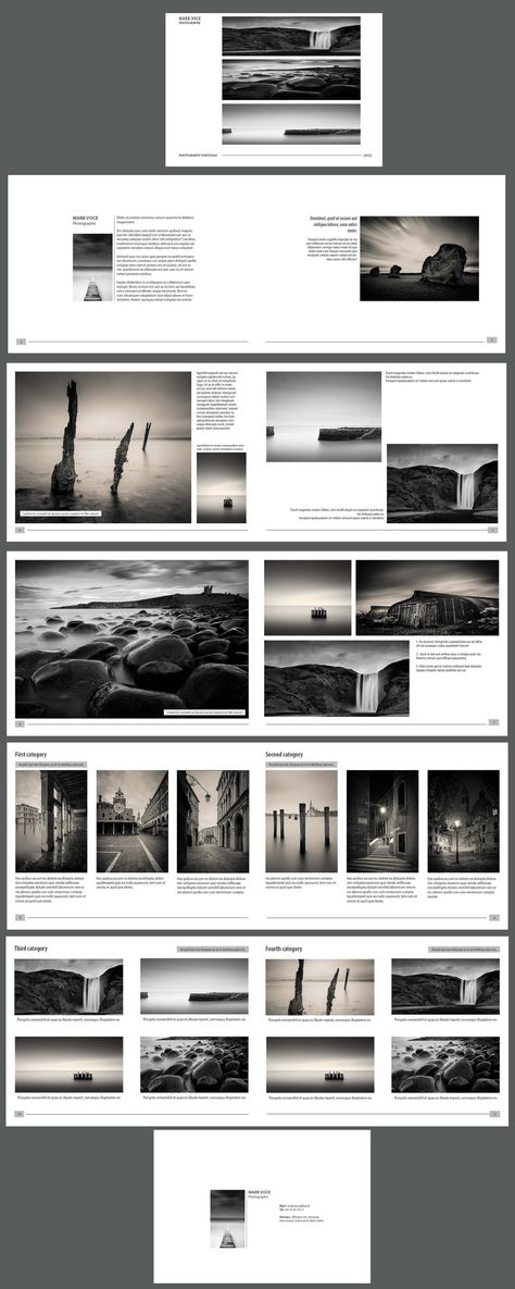 Porte folio noir et blanc Mark Voce réalisé sur in design Architecture Portfolio Black, Book Folio Design, Organisation Chart Design Aesthetic, Title Page Presentation, Port Folio Design, Logo Sketch Design, Mises En Page Design Graphique, Logo Sketches, Interior Design Presentation