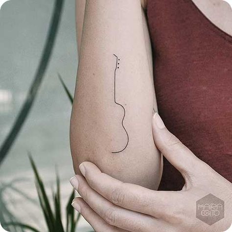 Simplistic Guitar Tattoo, Guitar Symbol, Guitar Tattoo Ideas, Music Related Tattoos, Small Music Tattoos, Piano Tattoo, Acoustic Guitar Tattoo, Guitar Tattoo Design, Chic Tattoo