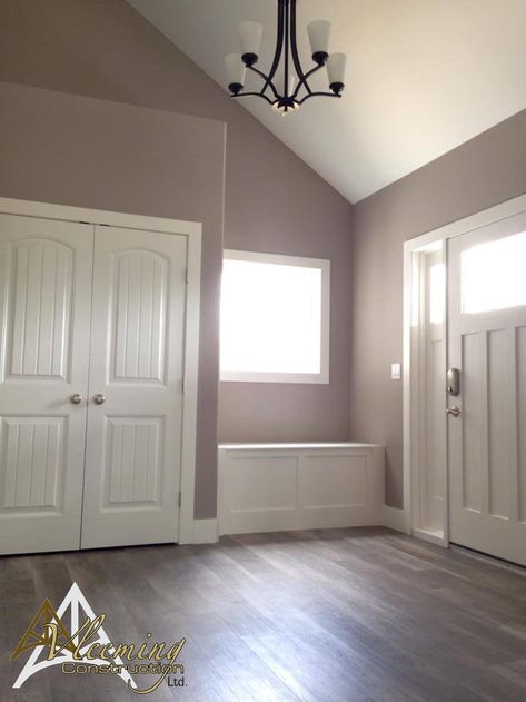 Welcoming Foyer. Wall Color: Benjamin Moore's Upper West Side CSP-70 Upper West Side Benjamin Moore, Benjamin Moore Upper West Side, Modern Coastal Master, Dark Whimsical, Upper West Side Apartment, Foyer Wall, Rental Ideas, Bedroom Decoration Ideas, Demolition Derby