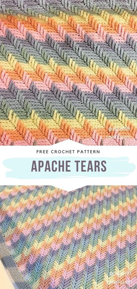 Apache Tears Blanket Free Crochet Pattern Who has already tried apache tears? This stitch is certainly among our favorites! #CrochetApacheTears #crochetBlanket #FreeCrochetPattern Crochet Apache Tears Blanket, Navajo Tears Crochet Pattern, Apache Tears Crochet Afghan Pattern Free, Apache Crochet Pattern, Indian Tears Crochet Blanket, Indian Crochet Blanket Pattern, Apache Tears Crochet Pattern Free, Ripple Stitch Crochet Pattern Free, Crochet Fillet Patterns Free