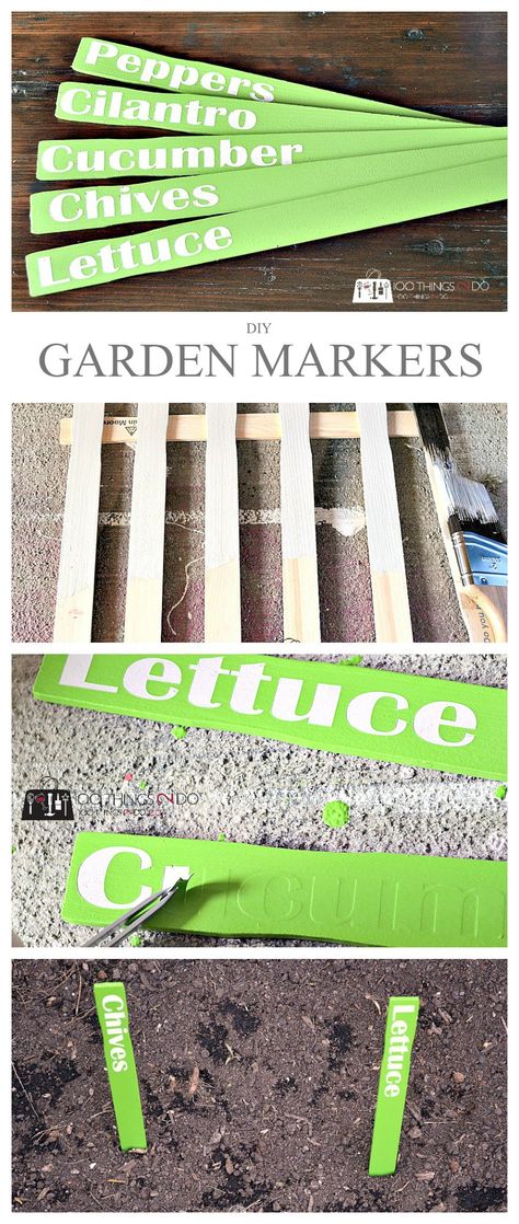 DIY Garden Markers from paint sticks Painted Sticks Diy, Garden Markers Diy, Sticks Diy, Diy Marker, Paint Sticks, Unique Garden Art, Garden Floor, Leftover Paint, Unique Planter