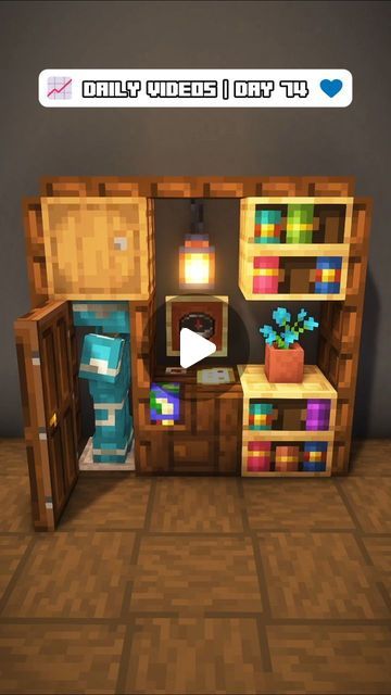 198K views · 17K likes | EcoSMP on Instagram: "Minecraft Mini Builds Ep. 22 | 3 Size Interior Idea    In this EcoSMP Minecraft Mini Builds episode, we show a Minecraft interior cartography, bookshelf, and closet design idea for your survival house. These come in 1x3, 2x3, and 3x3 sizes. Don't forget to subscribe for more Minecraft building tips and tricks, Minecraft hacks, Minecraft tutorials, and more to bring your Minecraft aesthetic to the next level!    #minecraft #minecraftbuild #minecrafttutorial #minecraftinterior #minecraftideas #minecrafthowto #minecrafttipsandtricks #minecrafthacks #minecraftdesign #minecraftbuilding #minecraftsurvival #minecraftaesthetic #minecraftfantasy #minecraftinspiration #ecosmp     ► Credits:  🏗️ Builder: Pixl_MC  🏞️ Complementary Shaders  🎬 Replay Mod Small Bedroom Ideas Minecraft, Minecraft Closet Design, Minecraft Small House Interior, Minecraft Ideas Interior, Minecraft Closet Ideas, Minecraft Decorations Ideas, Minecraft Closet, Minecraft Bookshelf Ideas, Minecraft Building Tips