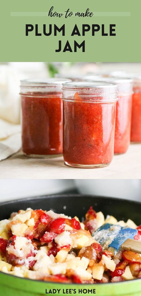 Learn to make homemade jam that combines tart plums and sweet apples—perfect for toast, desserts, or canning. Homemade Apple Jam, Canning Apples Recipes, Apple Recipes For Canning, Apple Jam Recipe, Date Jam, Preserving Fruit, Canning Apples, Apples Recipes, Jam Strawberry