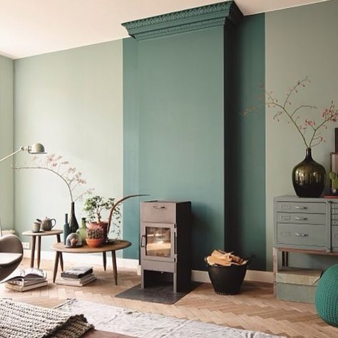 Zo prachtig Cleo Schreuderman!!! Design Del Prodotto, Green Interiors, Green Rooms, A Fire, Room Colors, Home Fashion, Green Living, 인테리어 디자인, Room Interior