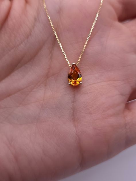 14kt Gold Citrine Teardrop Necklace Citrine Pendant November - Etsy November Birthstone Necklace, Yellow Pendant, Gold Jewelry Stores, Citrine Pendant, Citrine Necklace, Classy Jewelry, Amber Necklace, Jewelry Lookbook, November Birthstone