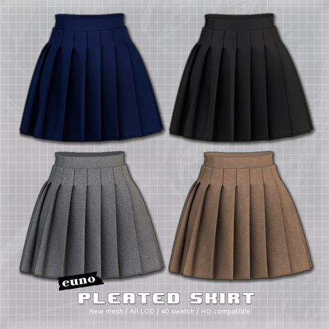 Pleated skirt | euno sims sur Patreon Euno Sims, Sims4 Cc Patreon, Cc Patreon, Sims 4 Tsr, Sims 4 Black Hair, The Sims 4 Pc, Sims 4 Cc Shoes, Free Sims 4, Sims 4 Body Mods