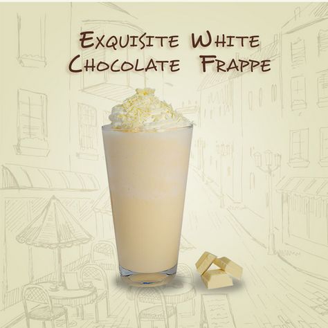 Exquisite White Chocolate Frappe http://www.blendbeverages.com.au/recipes #TheArtOfBlend #beveragelover #gourmetbeverage #frappe #whitechocolate White Chocolate Frappe, Chocolate Frappe, Frappe, Macadamia, White Chocolate, Glass Of Milk, Drinks, White