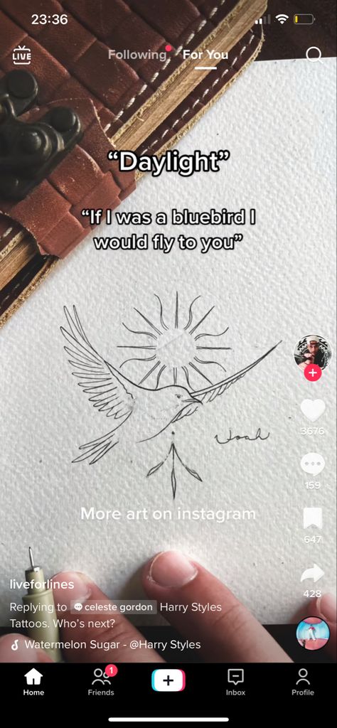 Blue Bird Tattoo, Bluebird Tattoo, Cute Matching Tattoos, Matching Tats, Harry Styles Tattoos, Tattoo Now, Bird Tattoo, Elegant Tattoos, Simplistic Tattoos