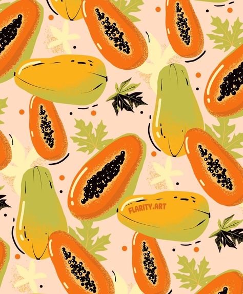 Woah guys, thank you so much for all of your lovely suggestions! I have a lot of work to do now 😁🥭 Papaya season is now open, so I had to go with a vibrant color palette for this one. And I could picture this pattern on my kitchen accessories, to add a drop of summer into my home (and of course I had to make some mockups). While looking for photo references, I've learned that some people absolutely hate the taste of papaya! What about you? 🤔 I do like it a lot, especially with some lime j... Papaya Illustration, Island Vacation, Picture This, Now Open, Photo Reference, My Kitchen, The Taste, Papaya, Some People