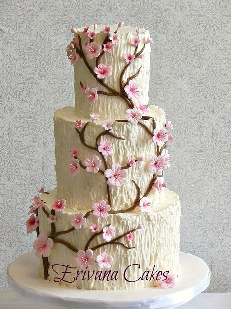 Blossom Wedding Cake, Sakura Theme, Cherry Blossom Wedding Cake, Wedding Cake Tree, Cherry Blossom Cake, Cherry Blossom Theme, Deco Pastel, Special Event Cakes, Blossom Wedding