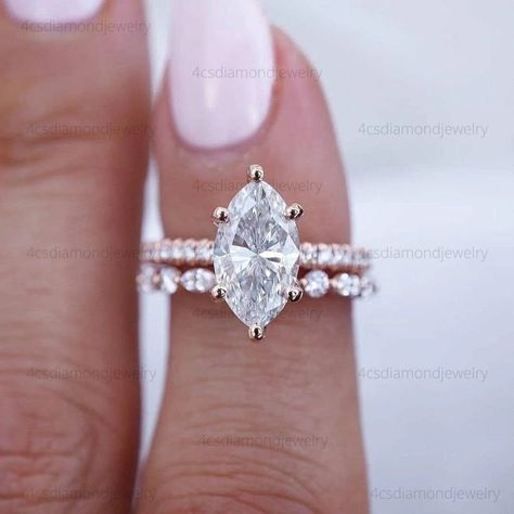 Marquise Cut Rings, Moissanite Ring Set, Marquise Diamond Ring, Promise Ring Set, Future Engagement Rings, Marquise Ring, Engagement Rings Marquise, Engagement Wedding Ring Sets, Bridal Engagement Rings