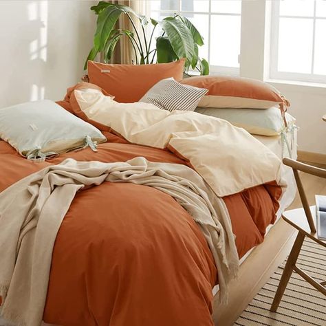 PRICES MAY VARY. 🧡WHAT YOU CAN GET - Available in CoutureBridal Super Soft Burnt Orange and Beige Duvet Cover Set in Full Size 79" x 90", 2 pillowcase 20" x 30". NOTICE: NO duvet insert or comforter will be included in any of our duvet cover sets. The photos are for display ONLY. 🧡SOLID COLOR -Simple is best! Without any doubt, solid color will be Perfect Home Decoration. Also, there is no need to worry about matching, minimalist style solid hue duvet cover can match a variety of decoration st Burnt Orange Duvet Cover, Terracotta Comforter, Burnt Orange Duvet, Minimalist Bedding Sets, Soft Comforter Bedding, Orange Duvet Cover, Orange Duvet, Beige Duvet, Beige Duvet Covers