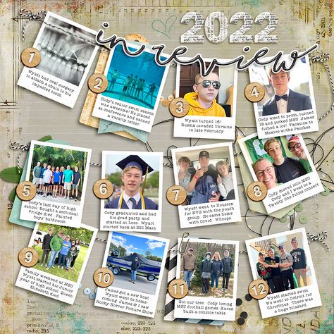 Neutral Scrapbook Layouts, Year In Review Scrapbook, Journalism Layout, Yearbook Mods, Scrap Page, Scrapbook Pictures, Online Scrapbook, Scrapbook Titles, Year In Review