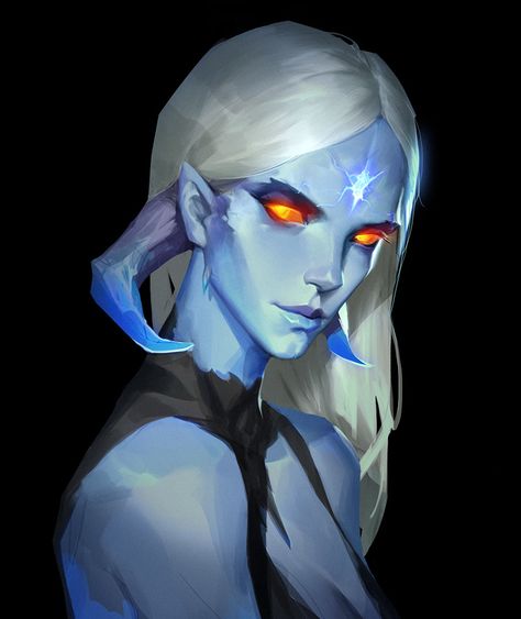 Fantasy Reference, Concept Art Landscape, Anime Alien, Monster 2, Pathfinder Character, Dnd Races, Blue Skin, Alien Character, Beautiful Portraits