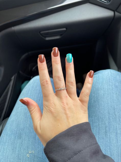 Western Nail Colors, Brown And Turquoise Nails, Brown And Teal Nails, Tan Nails, Western Nails, Brown And Turquoise, Teal Nails, Turquoise Nails, Western Brown