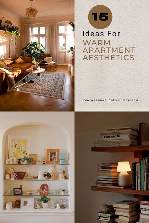 Looking for a warm aesthetic for your living room? This post contains 15 easy ideas to make your living room warm and cozy for the fall. Warm colors, cozy textiles, ambient lighting, everything you need to make your dream apartment come to life. Living Room Vibes Cozy, Adding Warmth To Living Room, Cozy Home Lighting, Cozy Warm Apartment Aesthetic, Modern Warm Apartment Aesthetic, Small Apartment Lighting Ideas, Soft Lighting Apartment, Clean House Aesthetic Cozy, Living Room Cosy Warm