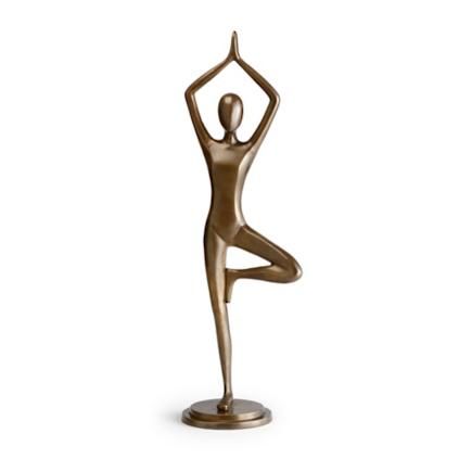 Yoga Statue, Yoga Sculpture, Wood Sculpture Art, Frontgate Outdoor Furniture, Frontgate Outdoor, Deer Statues, Sculpture Decor, Tree Pose, Copper Art